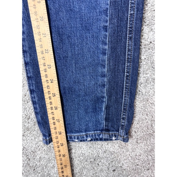 J.Crew Women 32(Measured 34) 2-Tone Tuxedo Stripe Jeans Med Wash Distressed - Picture 10 of 12